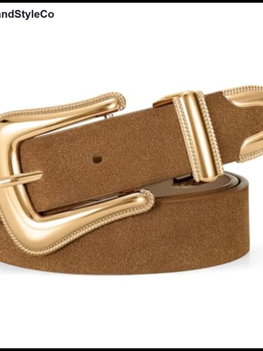 Women's Western Suede Leather Belt Retro Gold Buckle Cowgirl